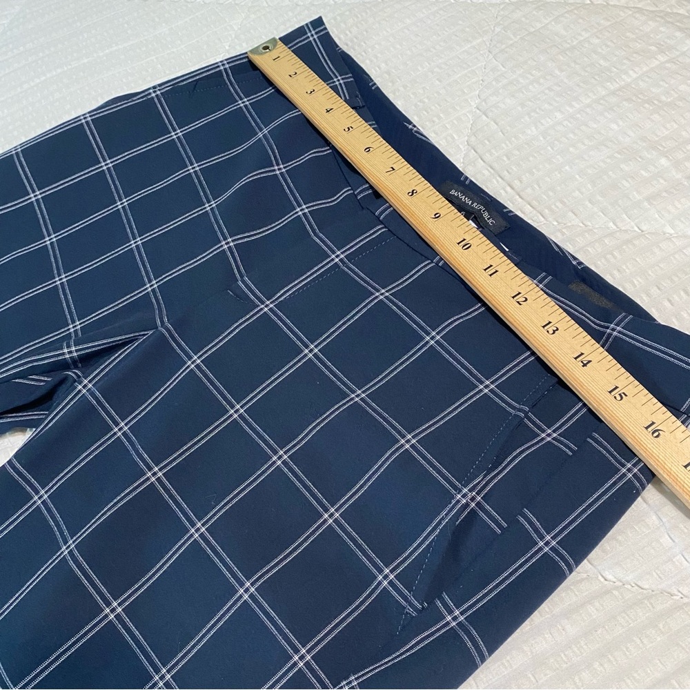 Banana Republic Navy Blue Plaid Ryan Dress Slim Ankle Pants Sz 6 Stretch Fabric - Picture 6 of 12
